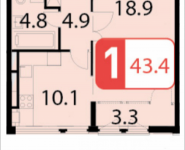 1-комнатная квартира площадью 43.8 кв.м, Ивановская, 7, корп.7Б | цена 4 001 130 руб. | www.metrprice.ru