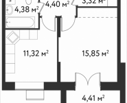 1-комнатная квартира площадью 41.46 кв.м, Фабрициуса | цена 7 976 904 руб. | www.metrprice.ru