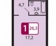 1-комнатная квартира площадью 26 кв.м, Северный кв-л | цена 2 182 900 руб. | www.metrprice.ru