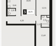 3-комнатная квартира площадью 68.7 кв.м, Клубная, 9 | цена 5 502 870 руб. | www.metrprice.ru