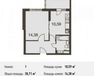1-комнатная квартира площадью 38.7 кв.м, Центральная ул. | цена 4 514 309 руб. | www.metrprice.ru