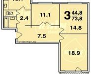 3-комнатная квартира площадью 74 кв.м, Кировоградская ул., 19К2 | цена 12 200 000 руб. | www.metrprice.ru