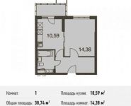 1-комнатная квартира площадью 38.7 кв.м, Амурская улица, вл3Бс1 | цена 4 382 274 руб. | www.metrprice.ru