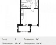 1-комнатная квартира площадью 26.1 кв.м, Софийская ул. | цена 1 881 377 руб. | www.metrprice.ru