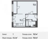 1-комнатная квартира площадью 41.4 кв.м, Ивановская ул., 1 | цена 3 394 800 руб. | www.metrprice.ru