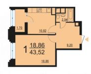 1-комнатная квартира площадью 43 кв.м, улица Берзарина, 28с3 | цена 8 356 841 руб. | www.metrprice.ru