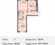 2-комнатная квартира площадью 49.4 кв.м, микрорайон Купелинка, квартал Северный, 19 | цена 3 705 000 руб. | www.metrprice.ru