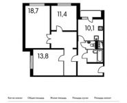 3-комнатная квартира площадью 81.7 кв.м, Родионова ул, 4 | цена 7 516 400 руб. | www.metrprice.ru