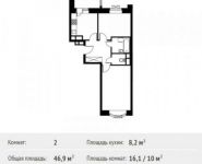 2-комнатная квартира площадью 46.9 кв.м, Софийская ул. | цена 4 280 704 руб. | www.metrprice.ru