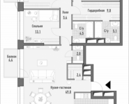 3-комнатная квартира площадью 129.61 кв.м, 1-я Ямская, 8 | цена 37 840 000 руб. | www.metrprice.ru