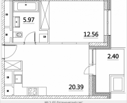 1-комнатная квартира площадью 41.32 кв.м, Лазоревый пр., 3 | цена 8 612 327 руб. | www.metrprice.ru