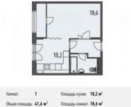 1-комнатная квартира площадью 41.6 кв.м, Ивановская ул., 1 | цена 3 494 400 руб. | www.metrprice.ru