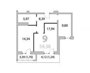 2-комнатная квартира площадью 62.42 кв.м,  | цена 6 866 200 руб. | www.metrprice.ru