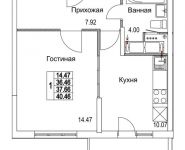 1-комнатная квартира площадью 37.66 кв.м, 2-я Муравская | цена 5 181 714 руб. | www.metrprice.ru