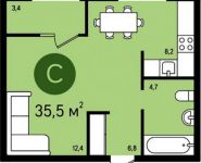 1-комнатная квартира площадью 35.5 кв.м, Новочерёмушкинская улица, 62к1 | цена 2 790 000 руб. | www.metrprice.ru