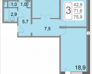 3-комнатная квартира площадью 75.9 кв.м, 2-й Грайвороновский проезд, 38, корп.3 | цена 10 469 646 руб. | www.metrprice.ru