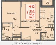 2-комнатная квартира площадью 64.1 кв.м, Ленинский пр-т, 4 | цена 6 028 605 руб. | www.metrprice.ru