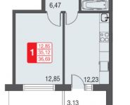 1-комнатная квартира площадью 36.7 кв.м, Тихая улица, 18с1 | цена 2 366 551 руб. | www.metrprice.ru