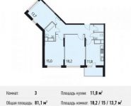 3-комнатная квартира площадью 81.1 кв.м, улица Дмитрия Ульянова, 6к1 | цена 7 286 835 руб. | www.metrprice.ru