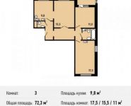 3-комнатная квартира площадью 72.3 кв.м, Красная улица, 64 | цена 7 363 760 руб. | www.metrprice.ru