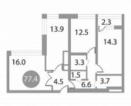 3-комнатная квартира площадью 77 кв.м, Кирова ул., 12К2 | цена 10 394 278 руб. | www.metrprice.ru