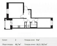 2-комнатная квартира площадью 46.7 кв.м, улица Маршала Тимошенко, 17к1 | цена 4 202 271 руб. | www.metrprice.ru