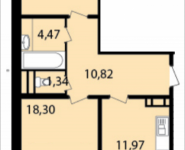2-комнатная квартира площадью 61.6 кв.м, Широкая улица, 17 | цена 4 583 594 руб. | www.metrprice.ru