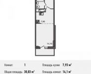 1-комнатная квартира площадью 30.1 кв.м, Богородский мкр, 14 | цена 2 303 138 руб. | www.metrprice.ru