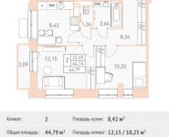 2-комнатная квартира площадью 44.79 кв.м, Калинина ул, 8 | цена 3 941 520 руб. | www.metrprice.ru