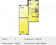 2-комнатная квартира площадью 59.3 кв.м, Героев пр-т, 8 | цена 4 027 750 руб. | www.metrprice.ru