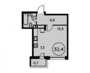 1-комнатная квартира площадью 32.4 кв.м, Скандинавский бульвар, д.4к1 | цена 4 975 506 руб. | www.metrprice.ru