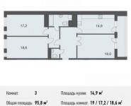 3-комнатная квартира площадью 95.8 кв.м, Нагатинский 1-й пр., 16С1 | цена 18 872 600 руб. | www.metrprice.ru