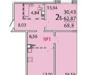 2-комнатная квартира площадью 68.8 кв.м, Тверецкий проезд, д.21 | цена 3 470 303 руб. | www.metrprice.ru