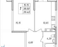 1-комнатная квартира площадью 39.4 кв.м, Дружбы, 30 | цена 3 591 310 руб. | www.metrprice.ru