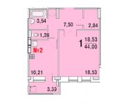 1-комнатная квартира площадью 44 кв.м, Строителей пр., 1 | цена 2 227 536 руб. | www.metrprice.ru