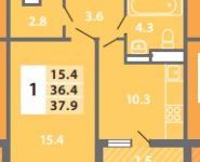 1-комнатная квартира площадью 37.9 кв.м, Производственная ул., 6С32 | цена 4 453 250 руб. | www.metrprice.ru