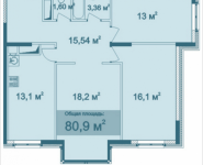 3-комнатная квартира площадью 80.9 кв.м, Парусная, 11 | цена 7 567 648 руб. | www.metrprice.ru