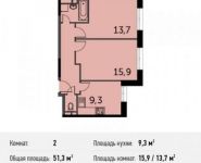 2-комнатная квартира площадью 51.3 кв.м, Сигнальный пр., 5 | цена 8 225 955 руб. | www.metrprice.ru