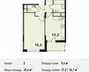 2-комнатная квартира площадью 45.4 кв.м, Ситникова ул., 1 | цена 3 831 397 руб. | www.metrprice.ru