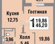 1-комнатная квартира площадью 46 кв.м, Боровское ш., К7 | цена 5 600 000 руб. | www.metrprice.ru