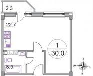 1-комнатная квартира площадью 30 кв.м, деревня Щемилово, 17 | цена 1 845 000 руб. | www.metrprice.ru