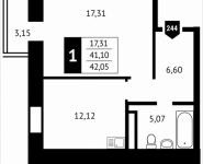 1-комнатная квартира площадью 42.1 кв.м, Клубная, 13 | цена 4 432 288 руб. | www.metrprice.ru