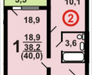 1-комнатная квартира площадью 40 кв.м, Ленина, корп.17 | цена 3 150 000 руб. | www.metrprice.ru