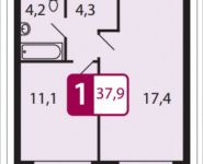 1-комнатная квартира площадью 37.9 кв.м, Северный Квартал, 1 | цена 2 577 200 руб. | www.metrprice.ru