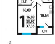 1-комнатная квартира площадью 37.35 кв.м, Нововатутинский проспект, 10/1 | цена 3 510 900 руб. | www.metrprice.ru