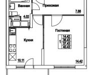 1-комнатная квартира площадью 37.43 кв.м, 2-я Муравская | цена 5 225 527 руб. | www.metrprice.ru