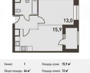 1-комнатная квартира площадью 44 кв.м, Головинское ш., 5 | цена 7 942 000 руб. | www.metrprice.ru