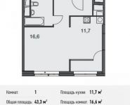 1-комнатная квартира площадью 43.3 кв.м, Докучаев пер., 2 | цена 13 985 900 руб. | www.metrprice.ru