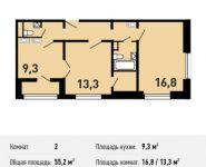 2-комнатная квартира площадью 55.2 кв.м, Рождественская улица, 33 | цена 5 799 310 руб. | www.metrprice.ru