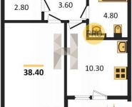 1-комнатная квартира площадью 38.4 кв.м, Производственная улица, 6 | цена 5 512 660 руб. | www.metrprice.ru